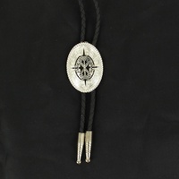 Bolo Tie Silver &amp; Black Aztec Shield