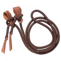 Cord Roping Reins with Slobber Straps, Brown