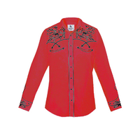 Mens Western Embroidered Shirt, Red & Black