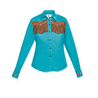 Womens Western Fringed Shirt, Turquoise