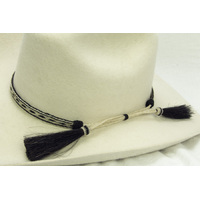Horsehair Hat Band 5/8", White & Black
