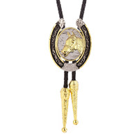 Gold/Black Oval Horsehead Bolo Tie