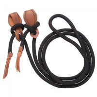 Cord Roping Reins with Slobber Straps, Black