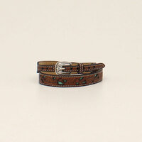 Floral Tooled Turquoise Underlay Hatband
