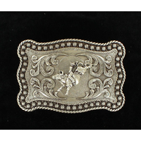 Bull Rider Antique Silver Buckle