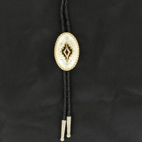 Bolo Tie Gold & Black Aztec