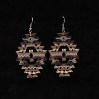 Wooden Cutout Southwestern Earrings, Brn