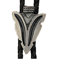 Bolo Tie Arrowhead with Black Inserts
