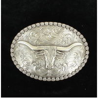 Oval Silver Longhorn Buckle