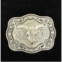 Antique Silver Steer Skull Buckle