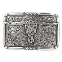 Rectangle Longhorn Skull Buckle