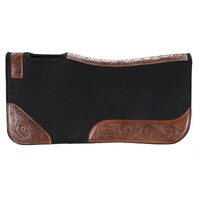 Floral Tooled Felt Saddle Pad, Black