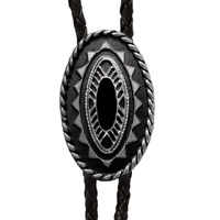 Bolo Tie Antique Silver Oblong