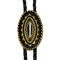 Bolo Tie Gold Oblong
