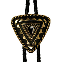 Bolo Tie Black &amp; Gold Triangle