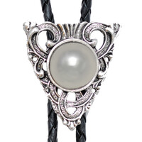 Bolo Tie Silver Arrowhead with Mirrored Stone