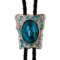 Bolo Tie, Blue Stone &amp; Teal Enamel