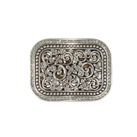 Rectangle Crystal Floral Filigree Buckle