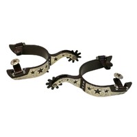 Black Steel Spurs w/Hand Carved German Silver, Ladies