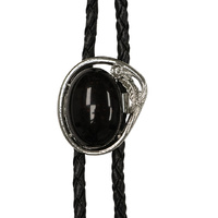 Bolo Tie Feather &amp; Black Stone