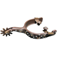 Antique Brown Flower Stud Spurs with Lip