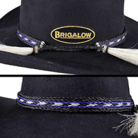Natural Horsehair Hat Band 5/8&quot;, Black &amp; Blue