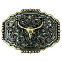 Antique Brass Bull Skull Buckle
