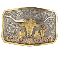 Rectangle Longhorn Cactus Buckle