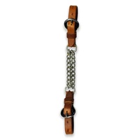 Double Chain Curb Strap, Harness Leather