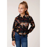 Girls Five Star Black Cowboy Shirt