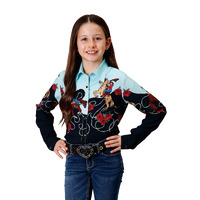 Girls Five Star Cowgirl Print Shirt