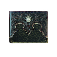 Bi-Fold Wallet, Tooled Yoke Brown