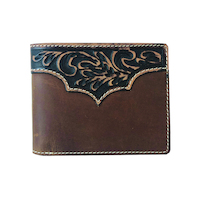 Bi-Fold Wallet, Tooled Yoke Tan