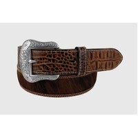 Mens Embossed Leather Hair on Belt