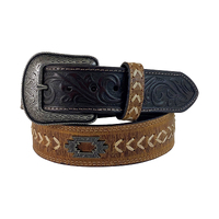 Mens Aztec Arrow Stitched Leather Belt