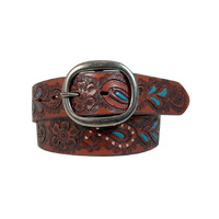 Womens Paisley Floral Tooled Belt