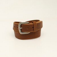 1 1/2&quot; Beveled Edge Logo Belt, Medium Brown