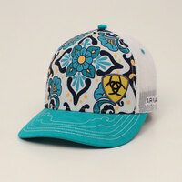 Womens Turquoise Floral Print Cap