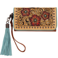 Lorelei Clutch Wallet, Tan Calf Hair