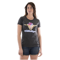 Womens Bloom Tee, Charcoal Marle