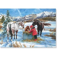 Christmas Cards (10 Pack) Horses Sharing