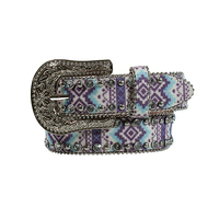 Girls Glitter Aztec Belt, Blue/Purple