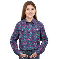Girls Harper 1/2 Button Shirt, Purple Paisley