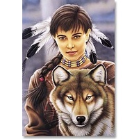 Magnet - Native American Girl and Wolf
