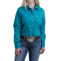 Womens Stretch Solid Shirt, Teal