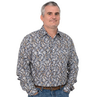 Mens Austin Print Workshirt, Navy Paisley