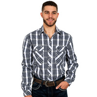 Mens Austin Plaid Print Shirt, Navy/White