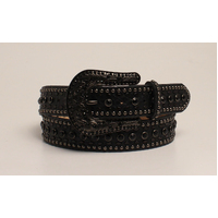 Black Crystal Faux Snake Belt