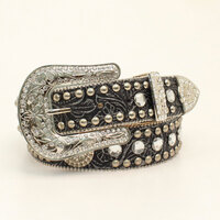 Black & Silver Embossed Crystal Belt