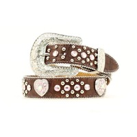 Girls Heart Concho Belt, Brown